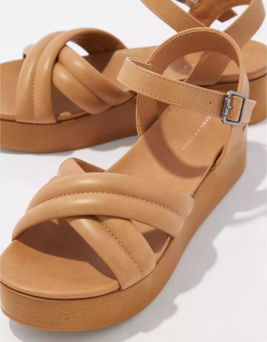 Compensées American Eagle AE Crossover Rembourré Sandal Marron Femme | OXJ-01073725